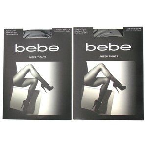 Bebe Sheer Tights Lot 2 Size Medium Black Pantyhose Dance Hosiery Fashion Dress